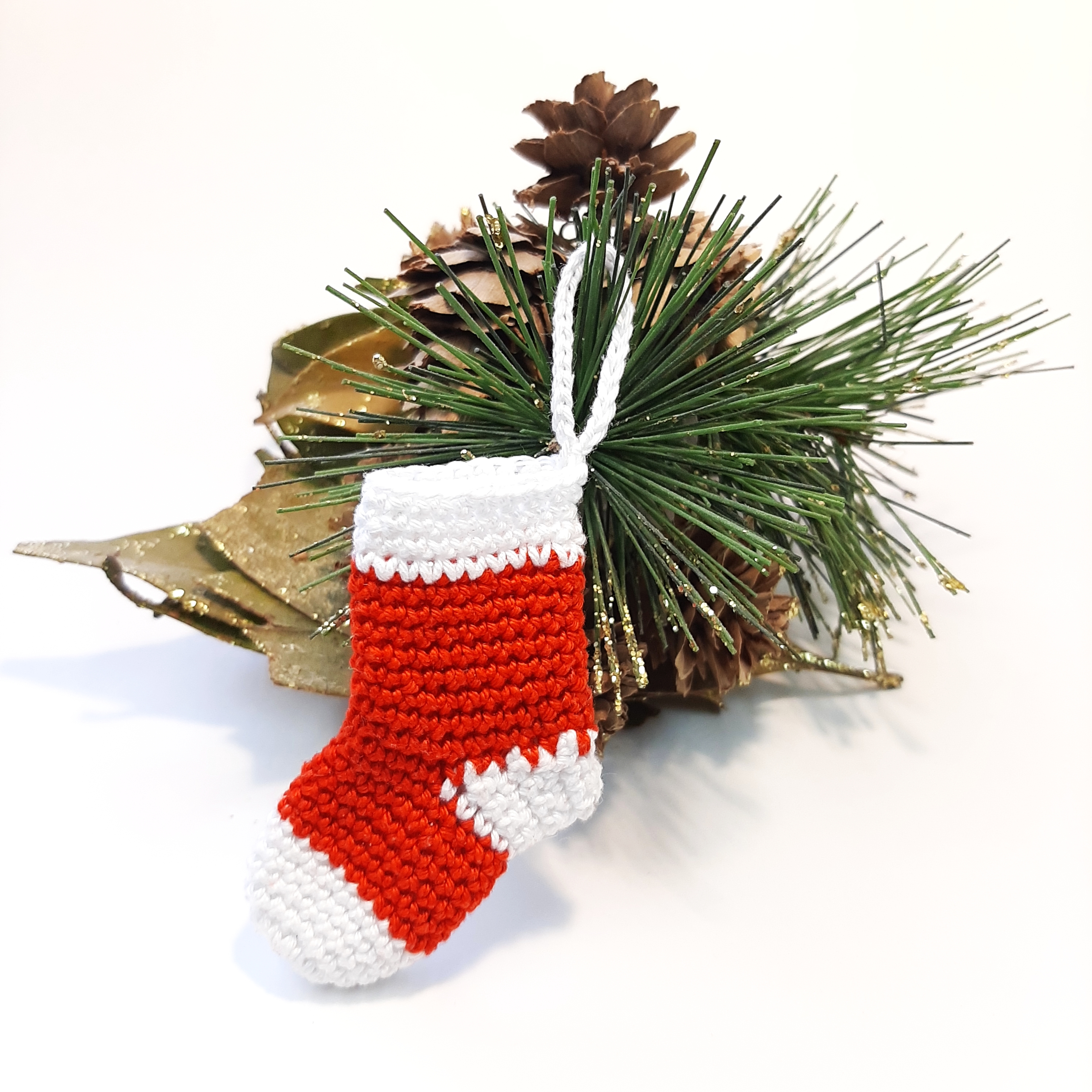 Новогодний мини-носочек на елку для подарков