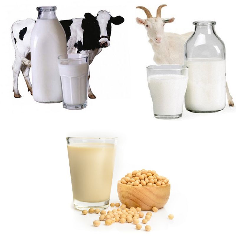 Коровье, козье и соевое молоко