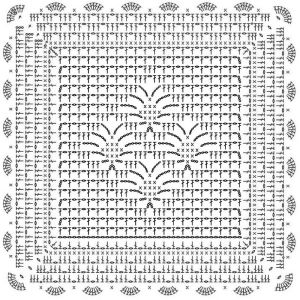 Схема вязания квадратной салфетки-подставки со цветочным узором